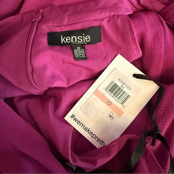 Kensie Women's Ruffled Tie-Waist Faux-Wrap Dress Fuchsia Sz 10 NWT - Picture 7 of 9